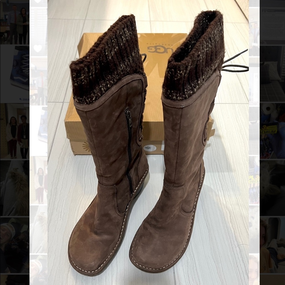 UGG Women’s Wedge Boots, Brown, w/ Skylair, Size 9